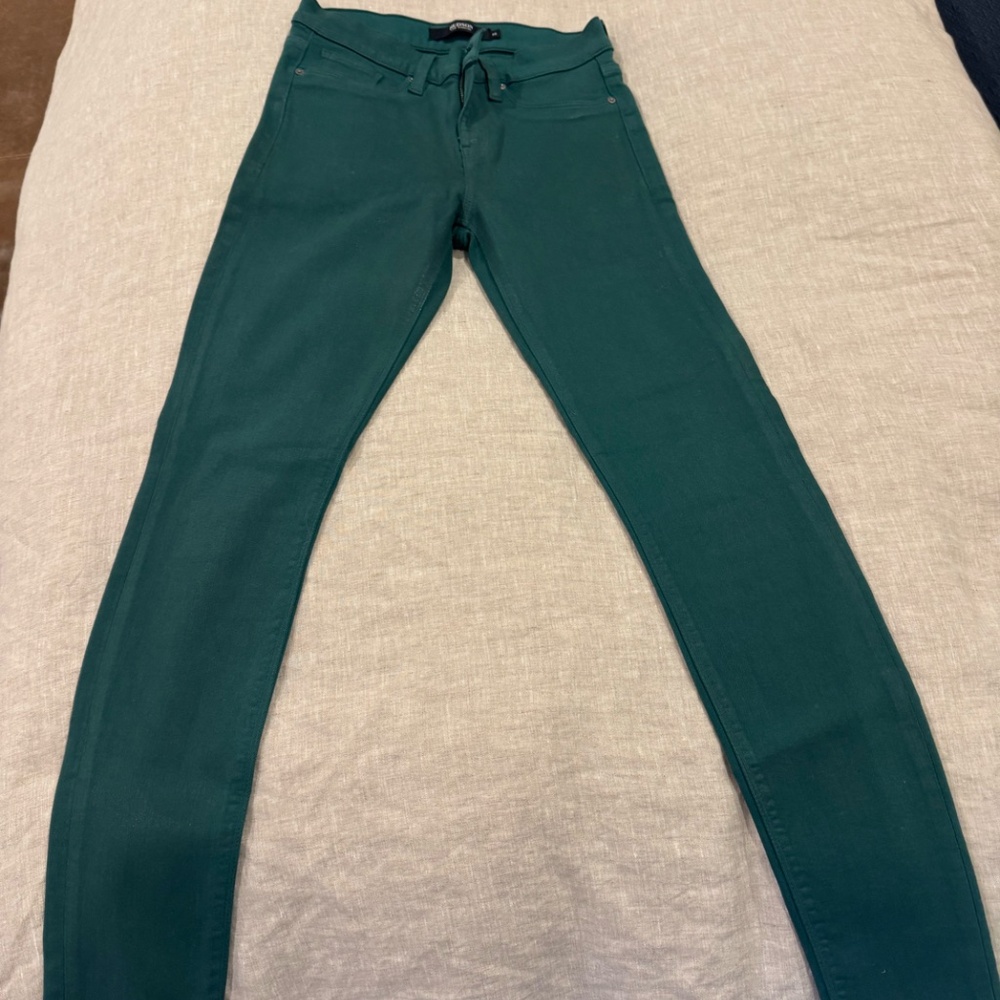 Hudson Nico Super Skinny Green Coated Jeans